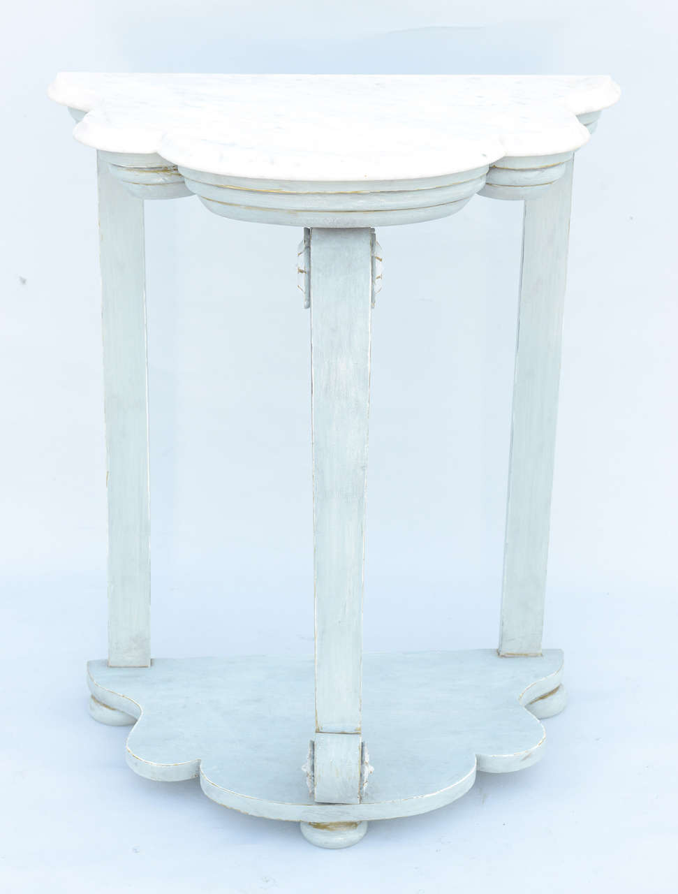 American Empire 19th Century Painted Pier Table Console with Free-Form Carrara Marble Top For Sale