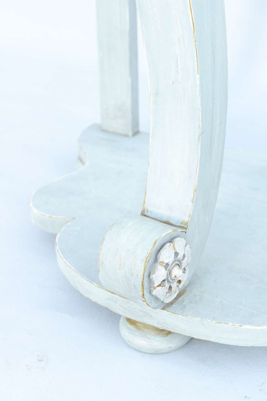 19th Century Painted Pier Table Console with Free-Form Carrara Marble Top In Excellent Condition For Sale In West Palm Beach, FL