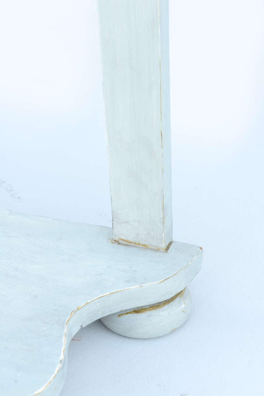19th Century Painted Pier Table Console with Free-Form Carrara Marble Top For Sale 1