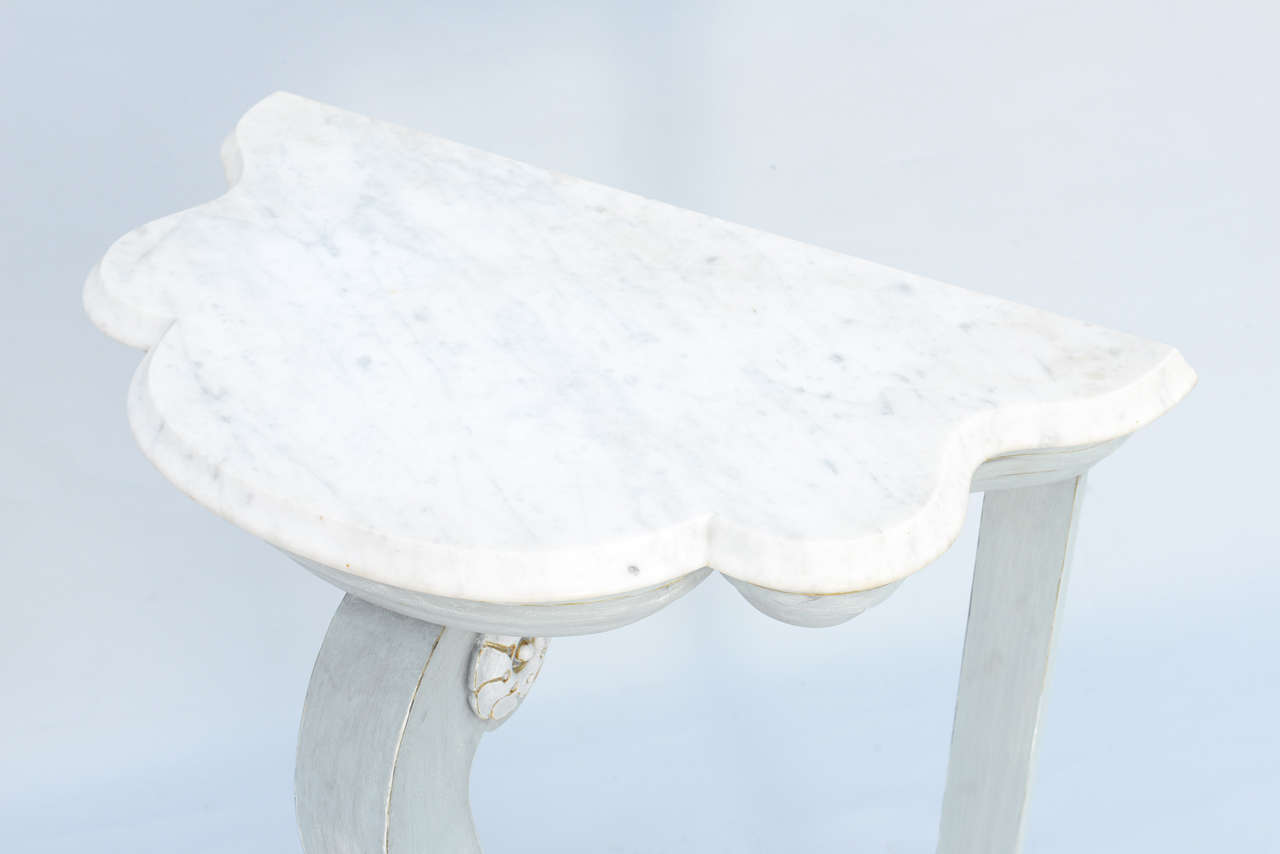 19th Century Painted Pier Table Console with Free-Form Carrara Marble Top For Sale 3