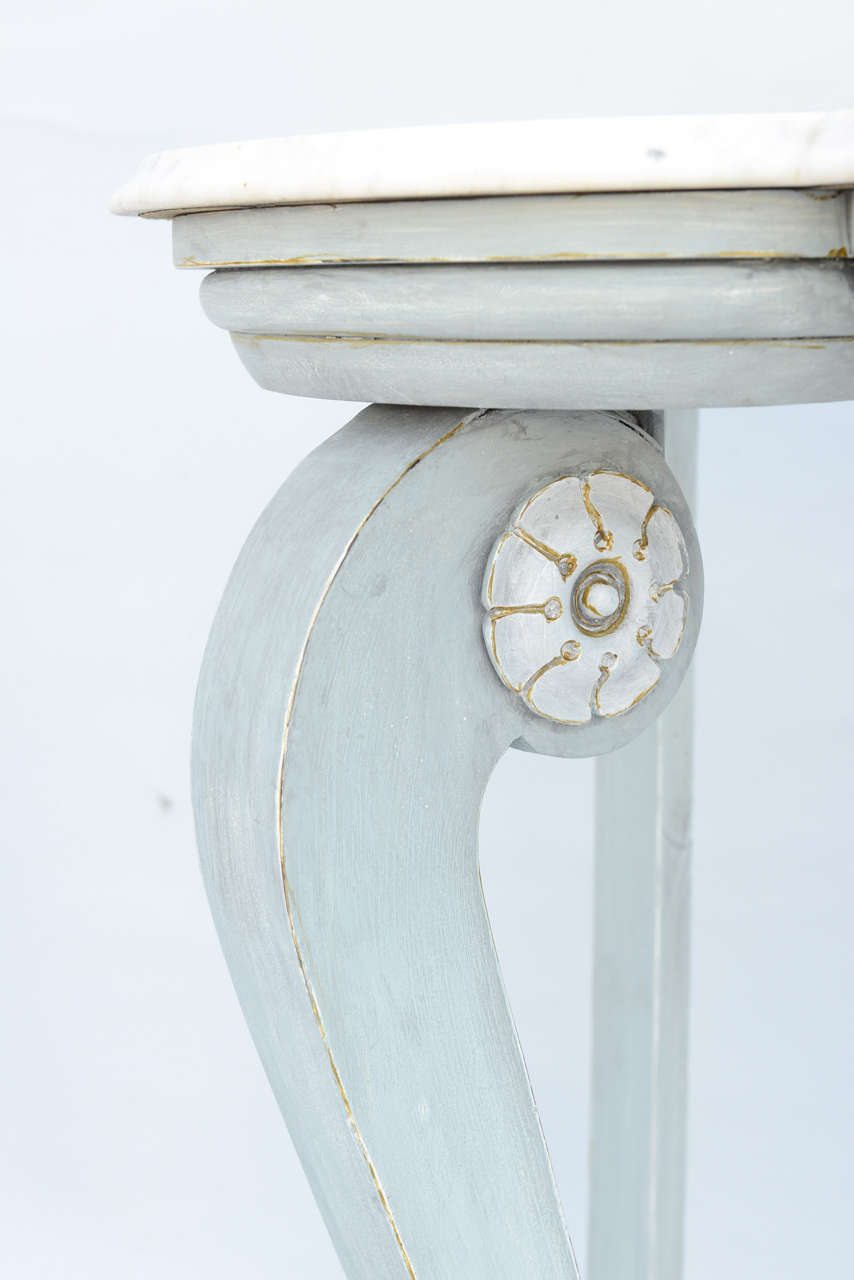 19th Century Painted Pier Table Console with Free-Form Carrara Marble Top For Sale 4