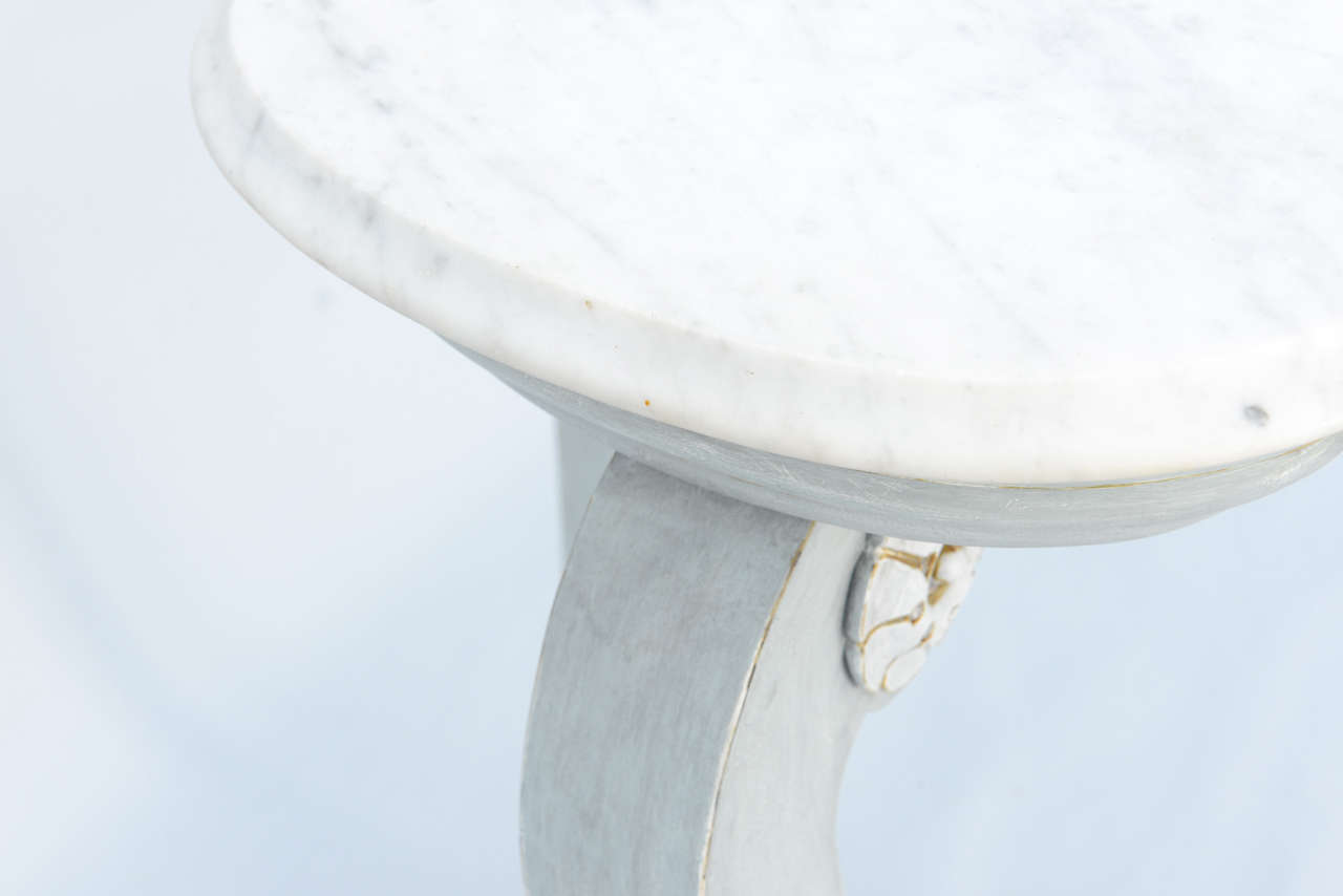 19th Century Painted Pier Table Console with Free-Form Carrara Marble Top For Sale 6