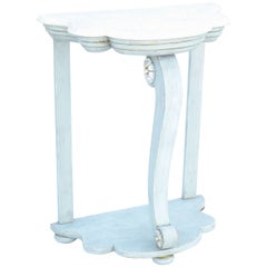 19th Century Painted Pier Table Console with Free-Form Carrara Marble Top