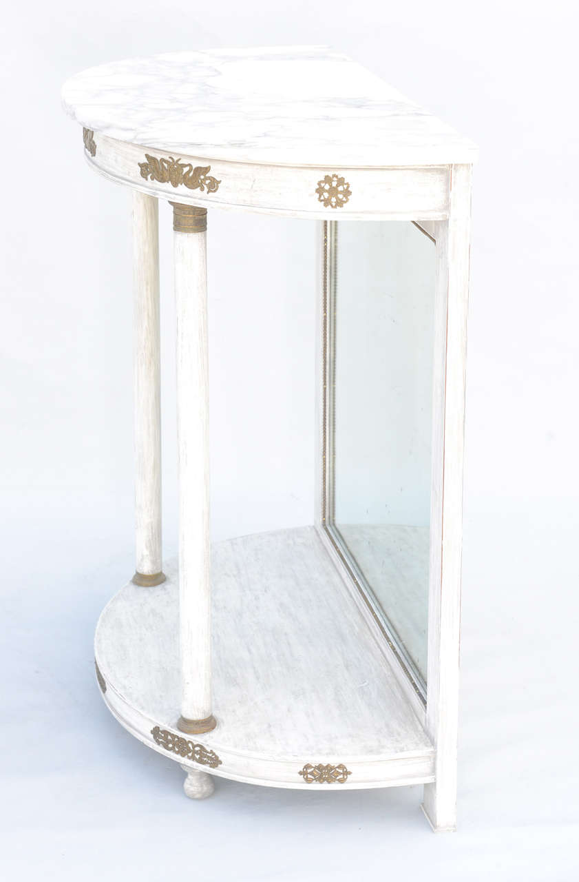 French Painted Empire Demilune Pier Table For Sale