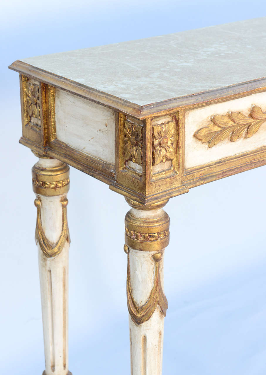 20th Century Long and Narrow Painted Louis XVI Style Console Table