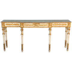 Long and Narrow Painted Louis XVI Style Console Table