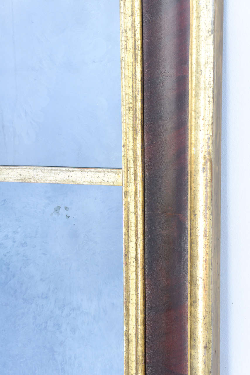 Neoclassical Revival Polychrome and Silver Gilt Molded Mirror Frame with Old Mirror For Sale