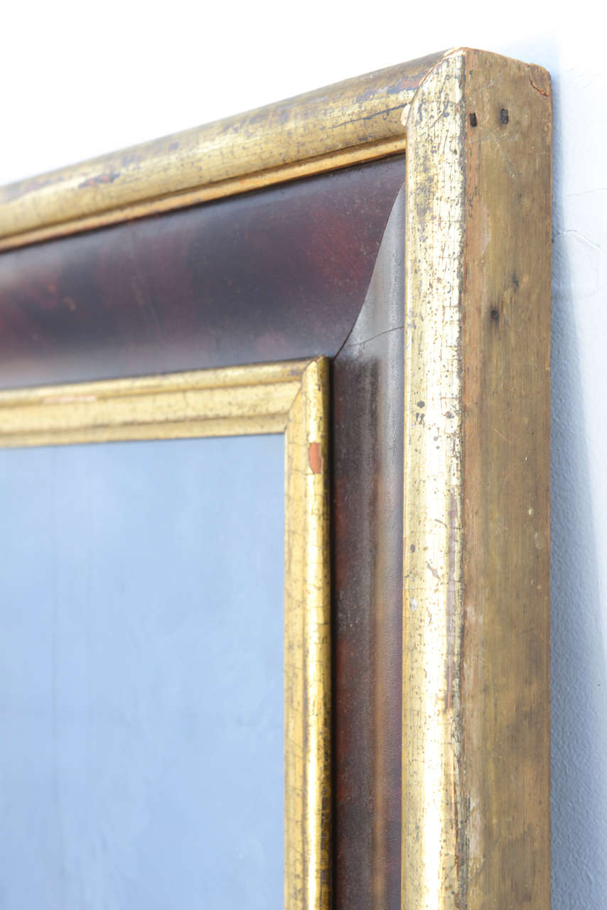 Polychrome and Silver Gilt Molded Mirror Frame with Old Mirror For Sale 1