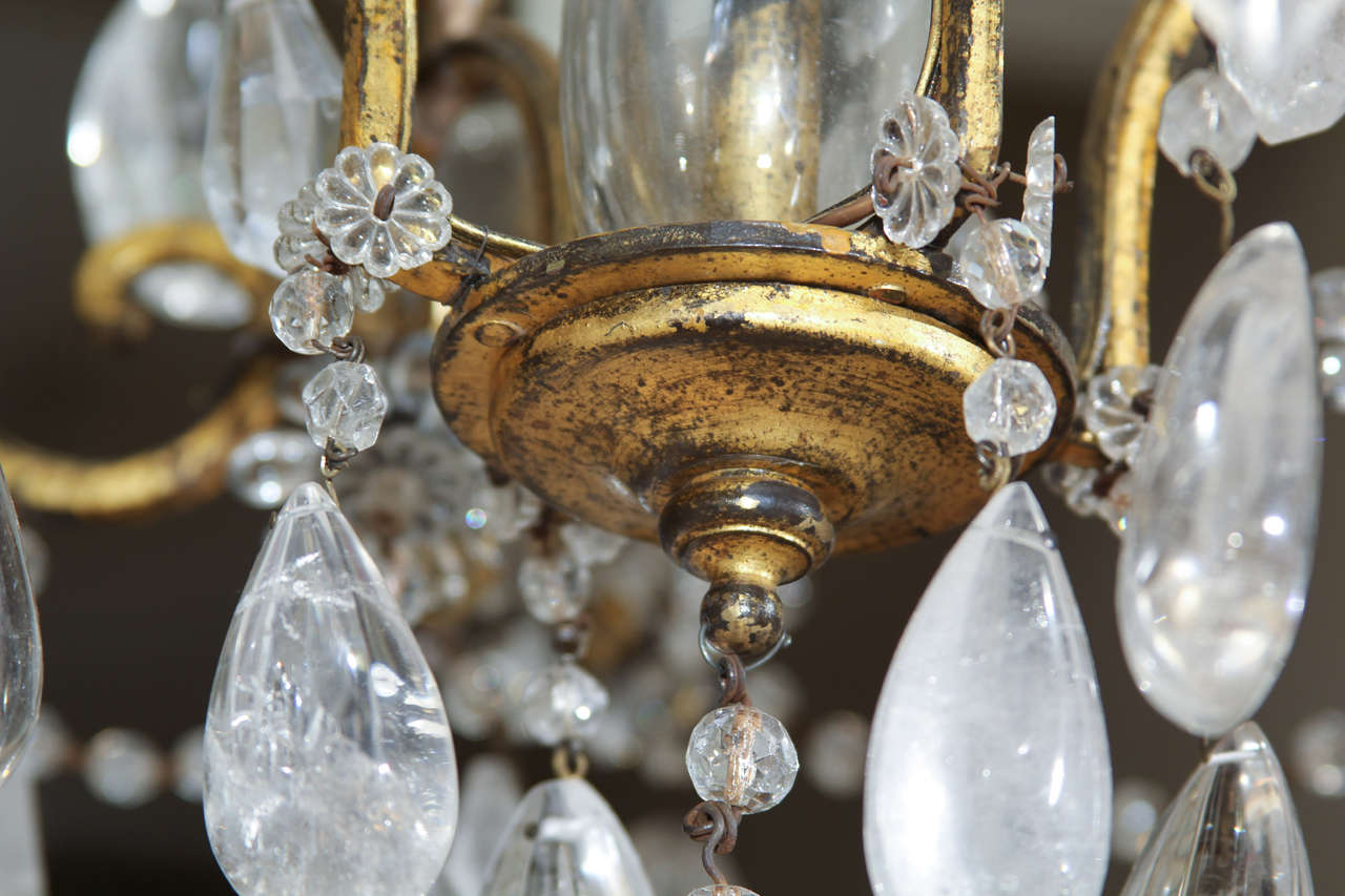Glass French Rock Crystal Chandelier For Sale