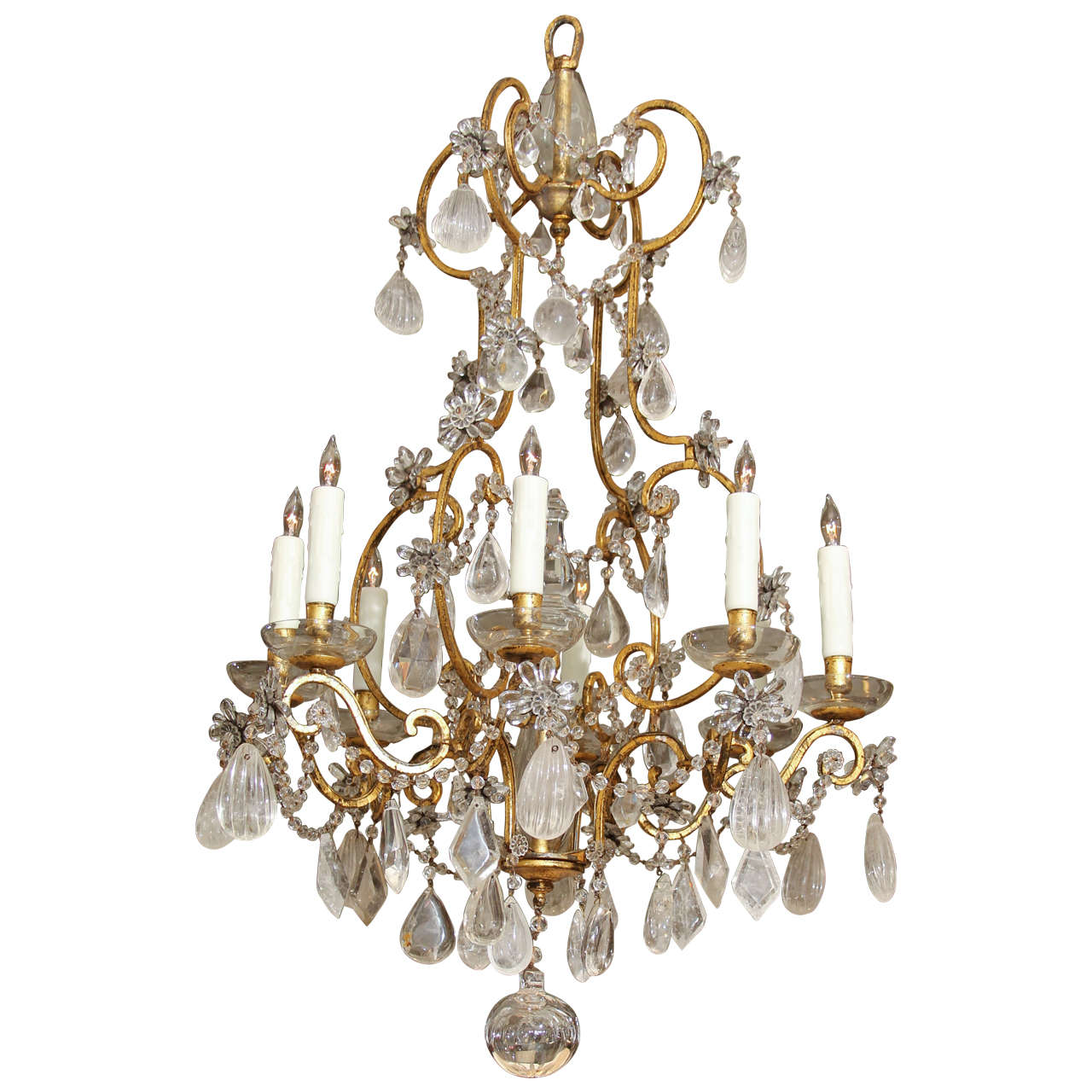 French Rock Crystal Chandelier For Sale