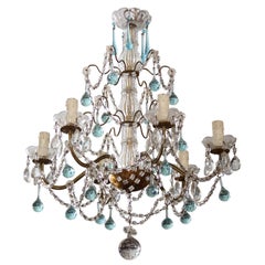 Italian Chandelier with Blue Drops