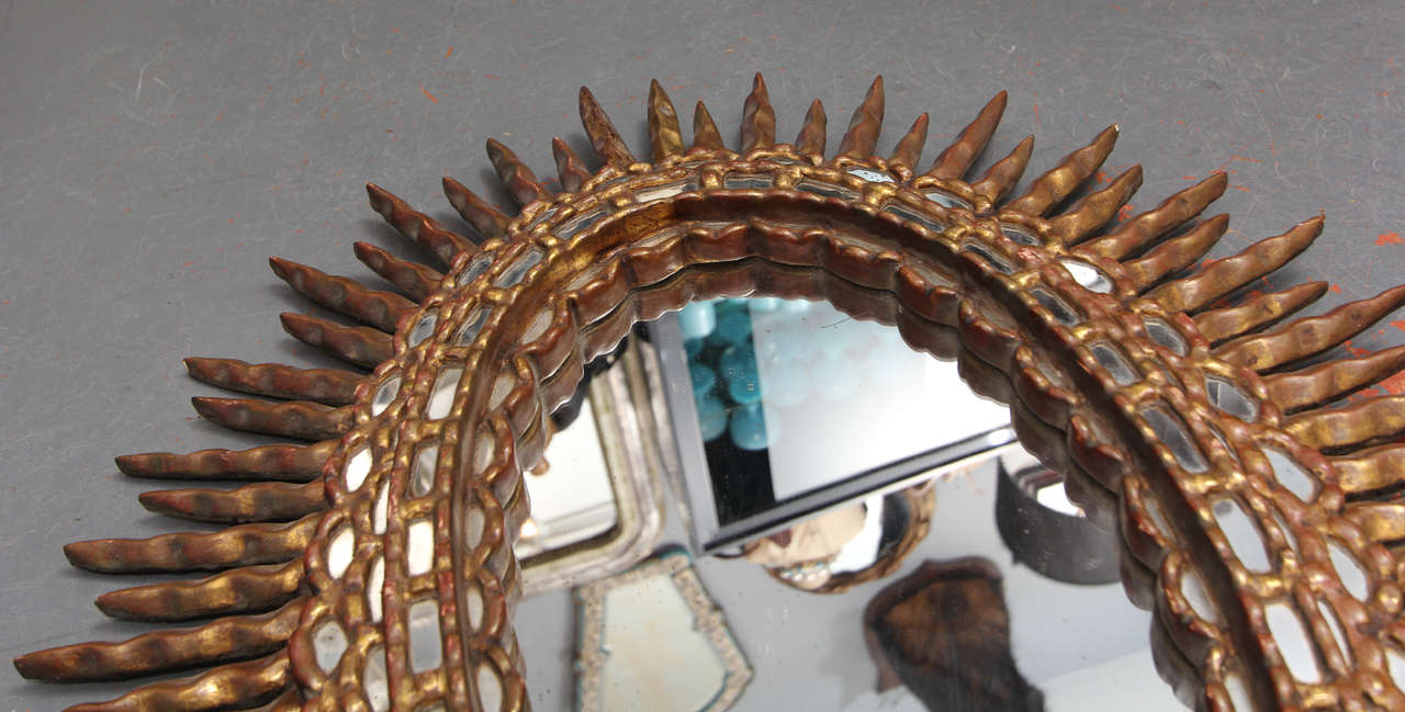 Early 20th Century Oval Sunburst Mirror