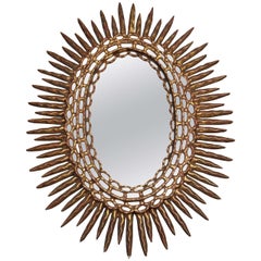 Antique Oval Sunburst Mirror