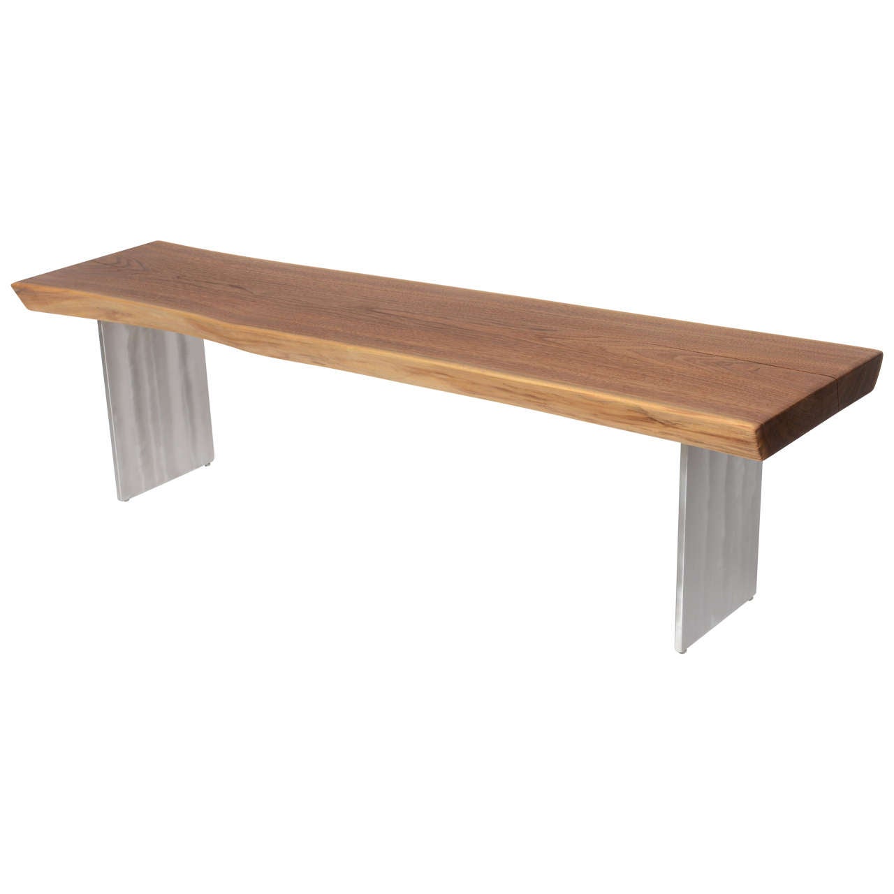 Minimalist Wood Bench, Black Walnut, Aluminum