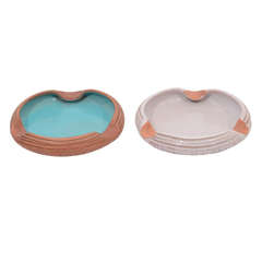 Vintage Aqua and Lavender Ashtrays by Zaccagnini