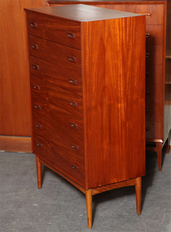 Mahogany and Teak Dresser with Rounded Tapered Pulls