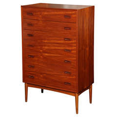 Mahogany and Teak Dresser with Rounded Tapered Pulls