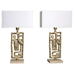 Pair of lamps by Angelo Brotto, edited by Esperia, Italy, circa 1980.