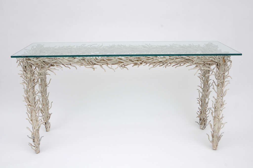 Mid-20th Century Faux  Metal Coral Console Table For Sale