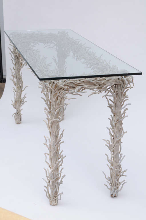 Faux  Metal Coral Console Table For Sale 2