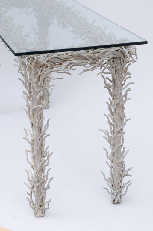 Faux  Metal Coral Console Table For Sale 3