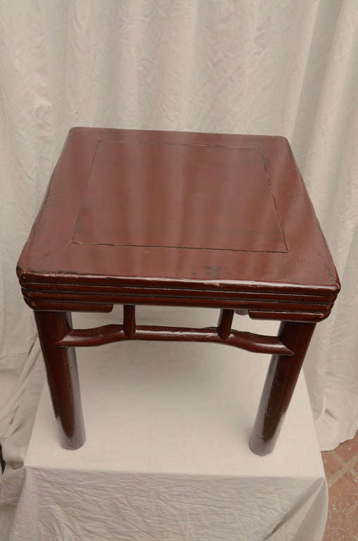 19thC. Q’ing Dynasty Red Lacquer Stool In Excellent Condition For Sale In East Hampton, NY