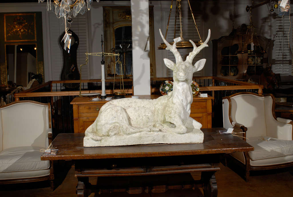 19th Century Stone Deer - French