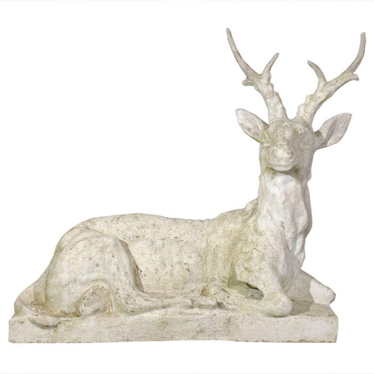 19th Century Stone Deer - French