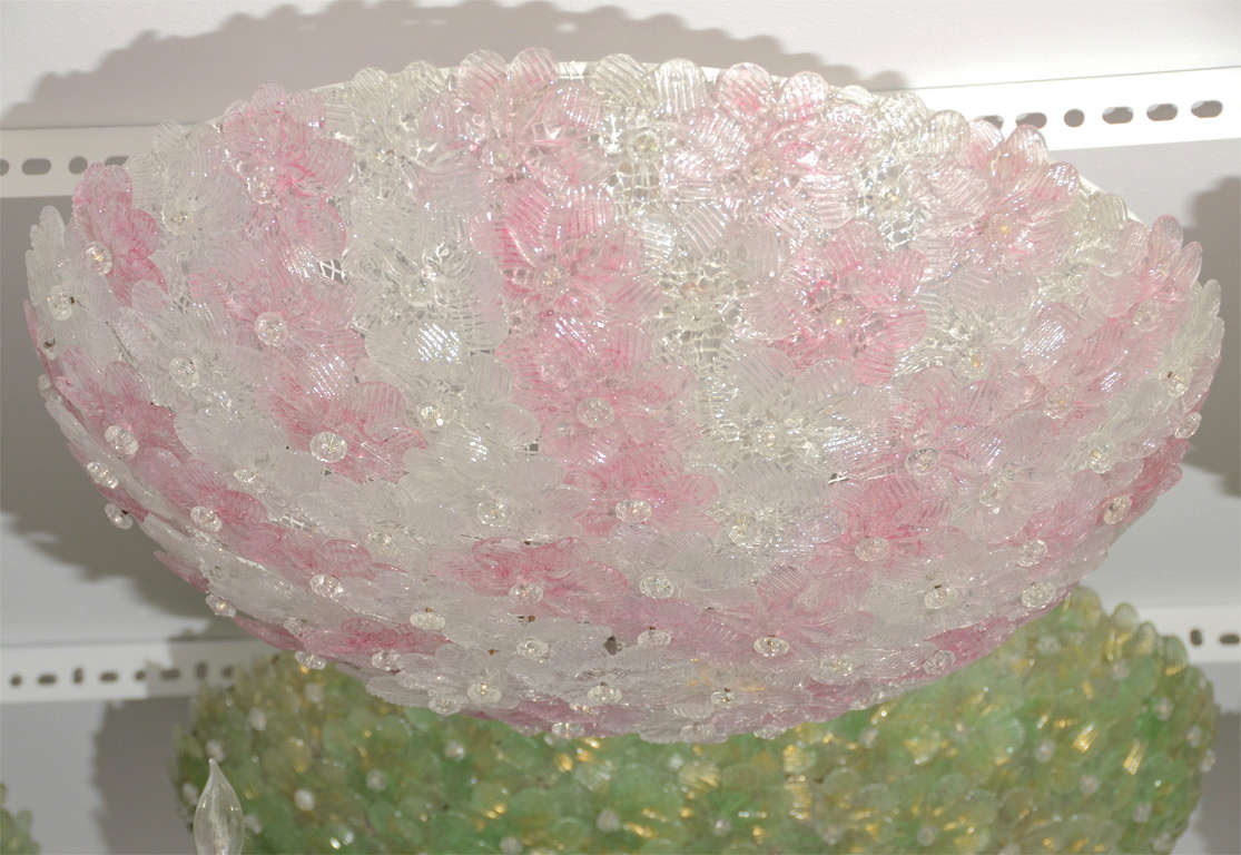 Pink and Clear Floral Ceiling Fixture