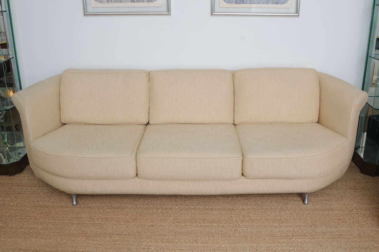 Italian Comfortable & Deep Seated Linen Moroso Sofa