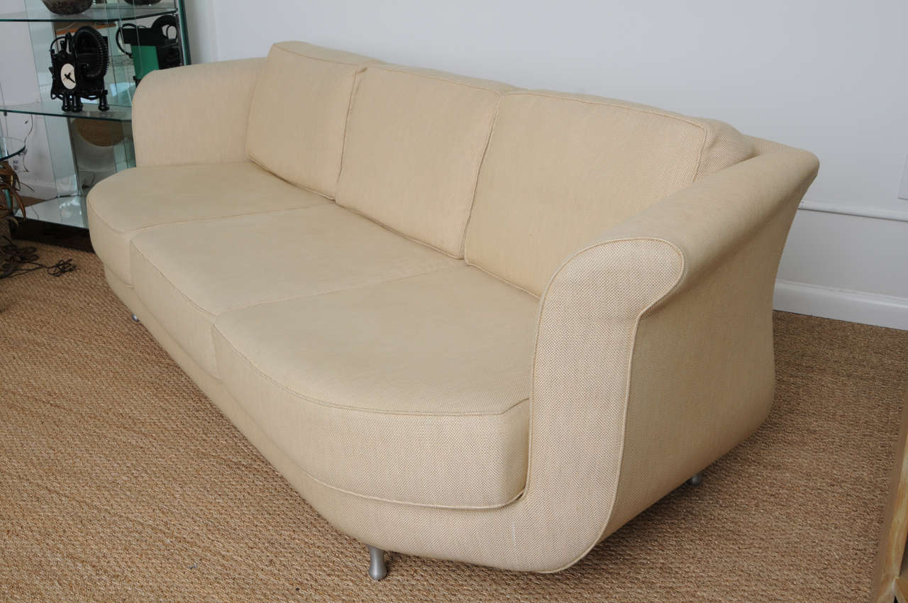 20th Century Comfortable & Deep Seated Linen Moroso Sofa