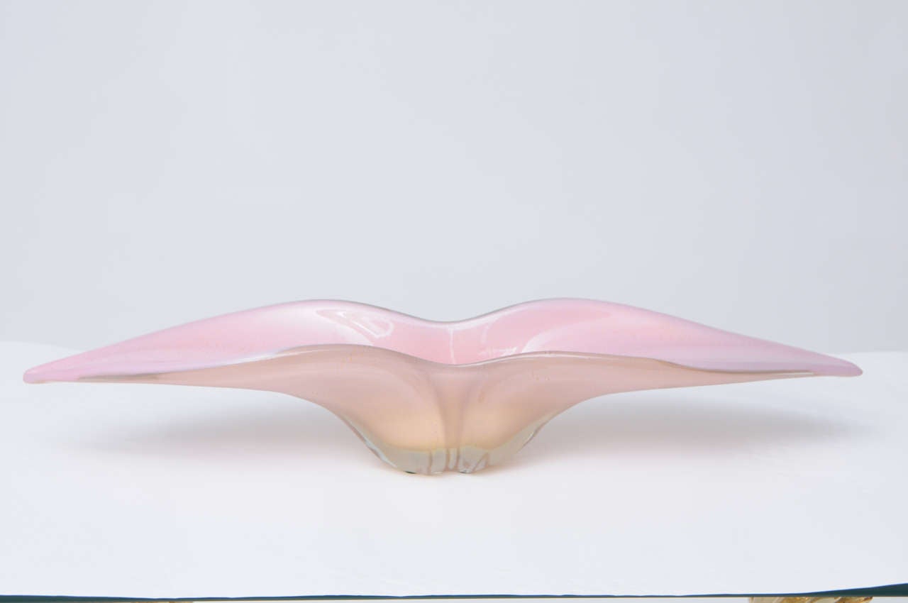 Italian Gorgeous Alfredo Barbini Handblown Murano Glass Centerpiece Bowl
