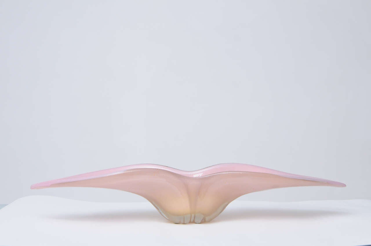 Blown Glass Gorgeous Alfredo Barbini Handblown Murano Glass Centerpiece Bowl