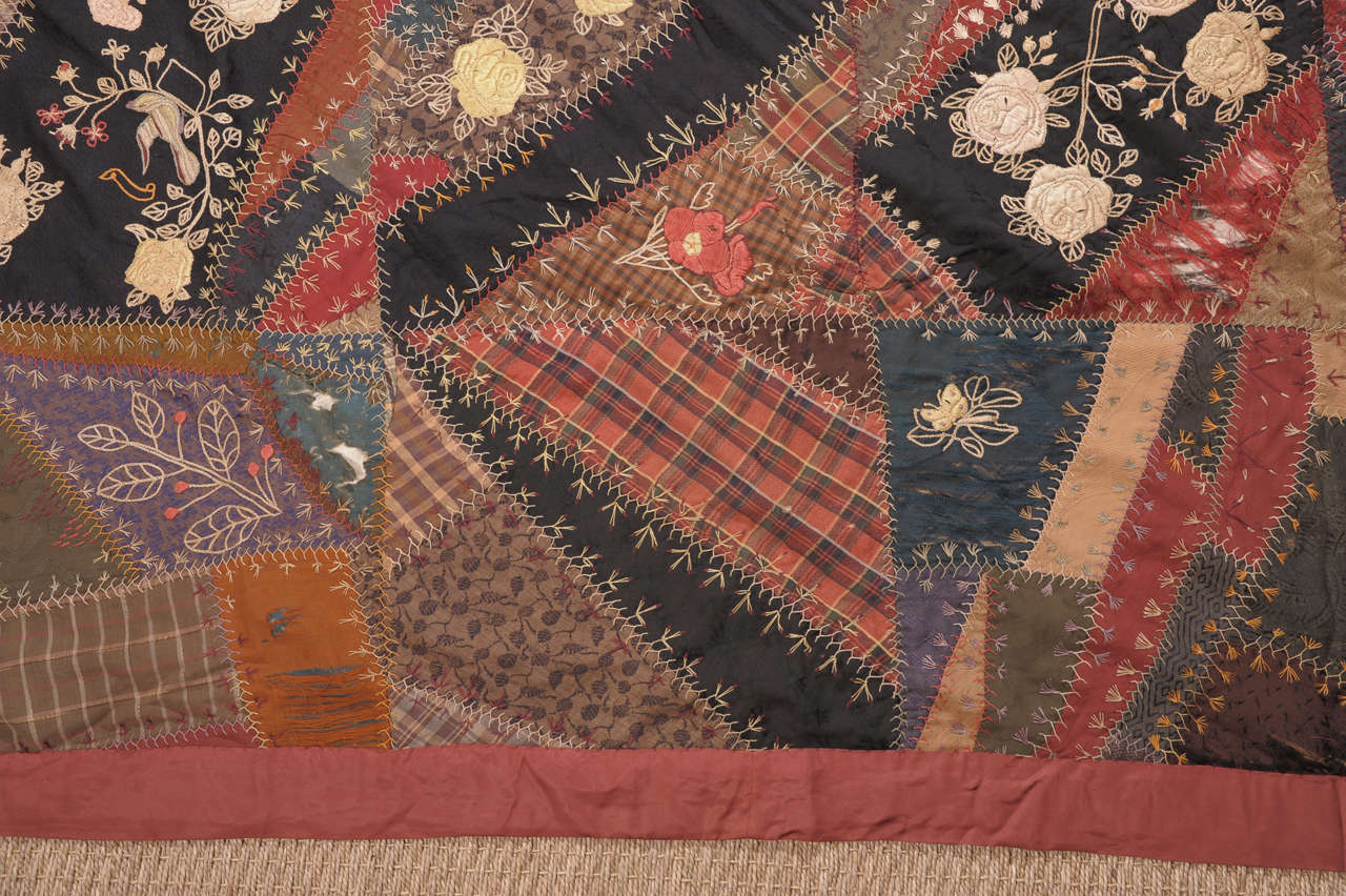 Americana Crazy Quilt, by Ida Rich Williams, 1906 For Sale 1