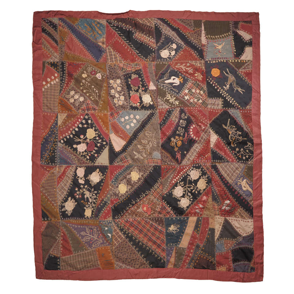 Americana Crazy Quilt, by Ida Rich Williams, 1906 For Sale