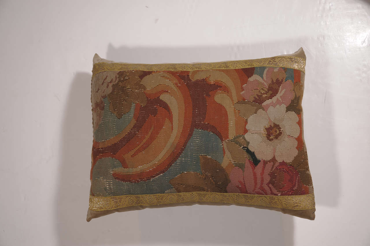 Pair of 18th Century Floral Tapestry and Velvet Pillows 3