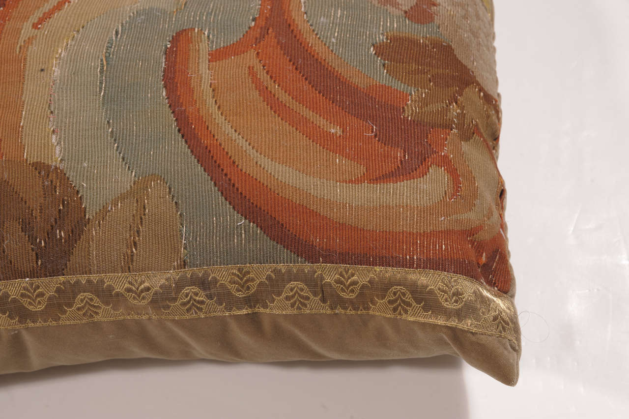 Pair of 18th Century Floral Tapestry and Velvet Pillows 1