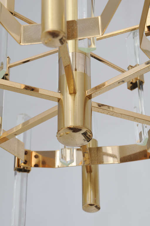 Sciolari  Brass and Glass Chandelier 1