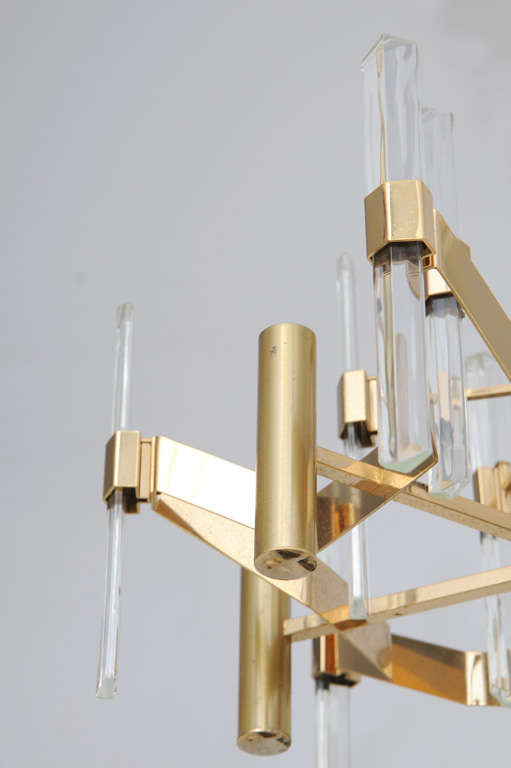 Sciolari  Brass and Glass Chandelier 2