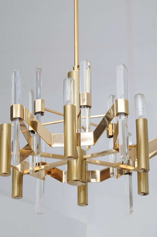 Sciolari  Brass and Glass Chandelier 3