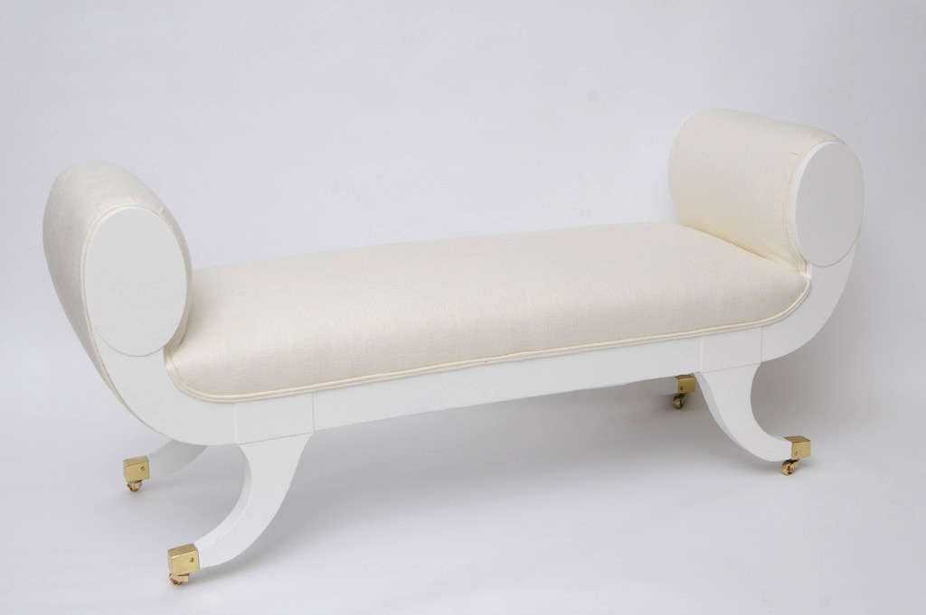 White Lacquer Hollywood Regency Style Bench at 1stDibs