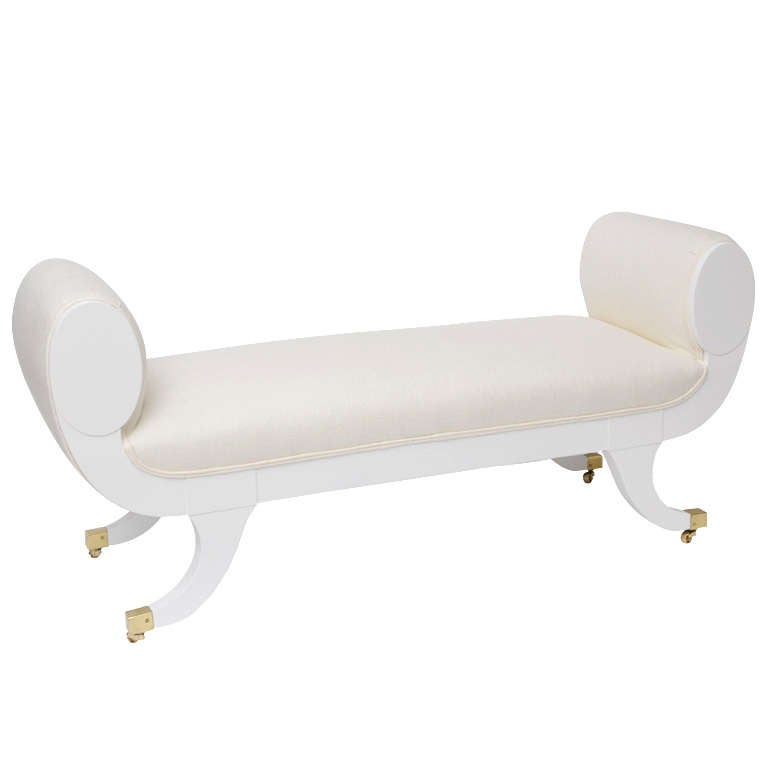 White Lacquer Hollywood Regency Style Bench at 1stDibs