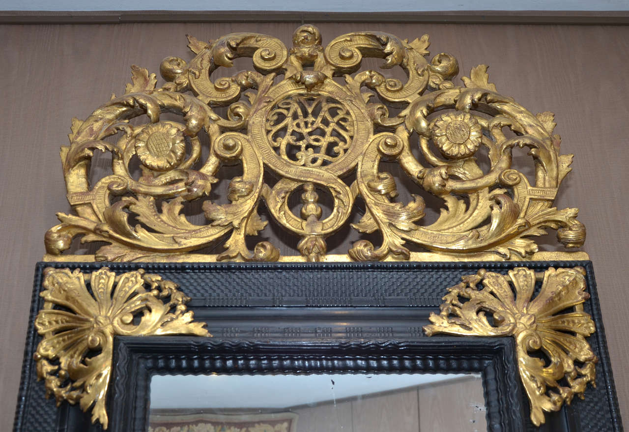 Baroque A Louis XIV Gilded & Ebonised Mirror