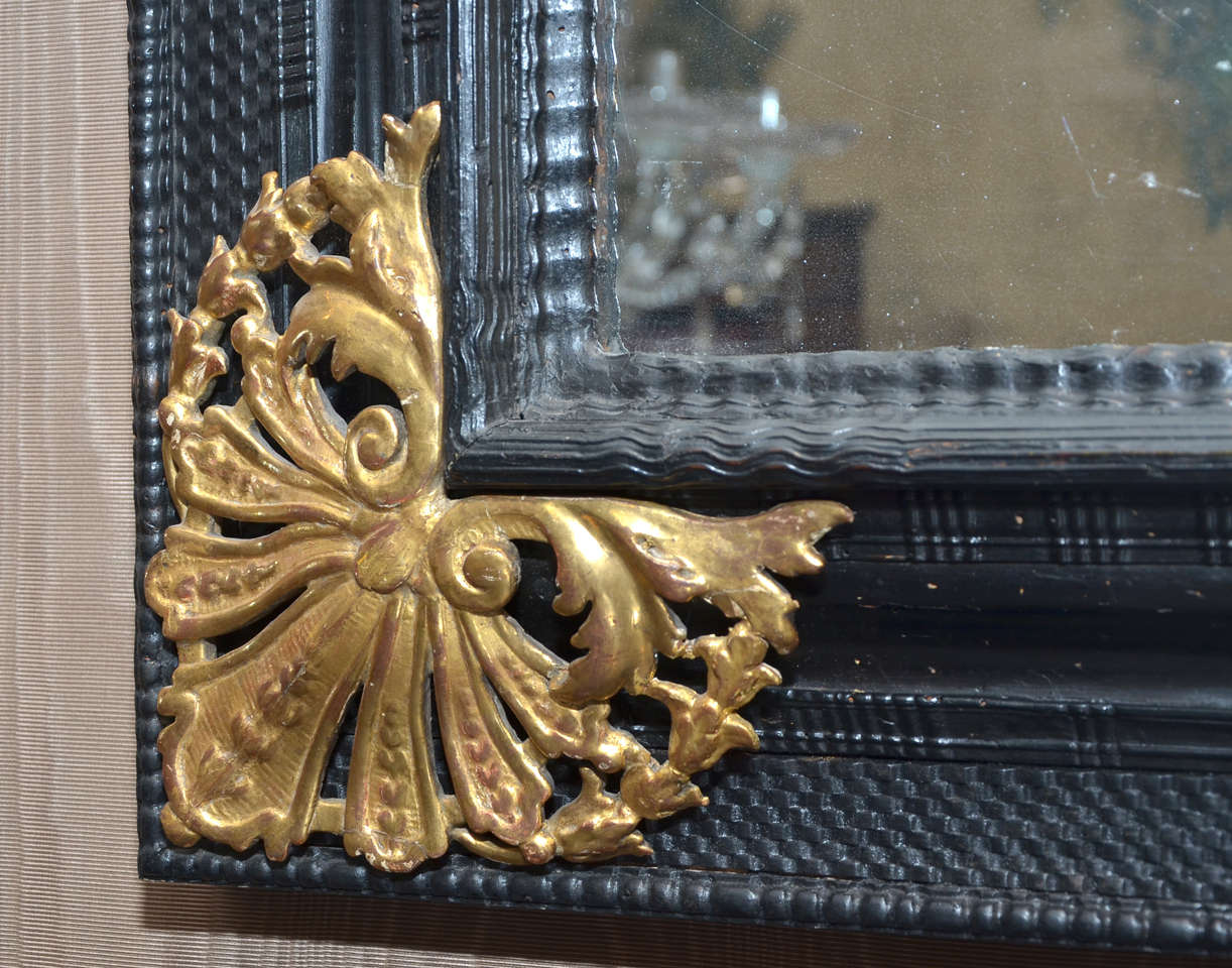 A Louis XIV Gilded & Ebonised Mirror In Good Condition In Nice, Cote d' Azur