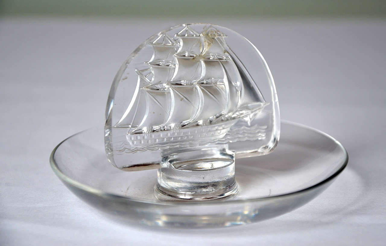 Glass Round Ashtray : Caravelle By Rene Lalique For Sale