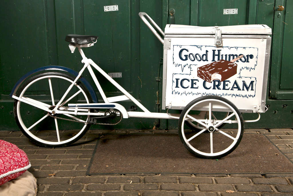 For your next pool party? Be the first on your block to own a Good Humor bicycle. Store your pool towels or your ice cream bars. Storage box exterior dimensions are 30 x 24 x 24 H.