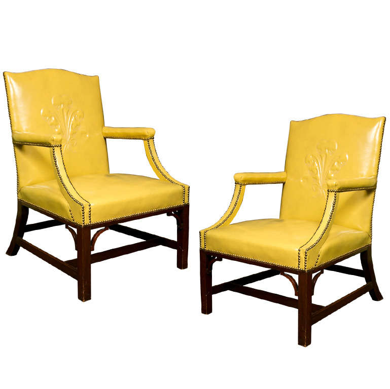 Pair of Leather Armchairs by Grosfeld House For Sale at 1stdibs
