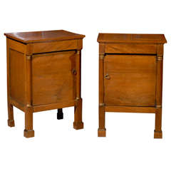 Pair of Empire Style French Walnut Bedside Commodes