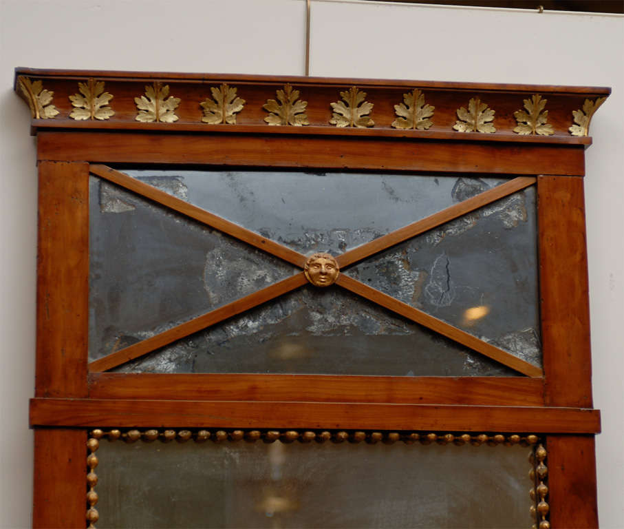 Early 19th Century Neoclassical Italian Fruitwood and Parcel Gilt Mirror In Good Condition In Atlanta, GA