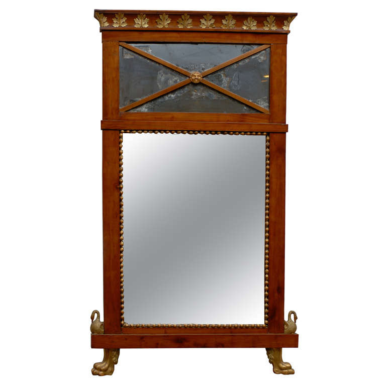 Early 19th Century Neoclassical Italian Fruitwood and Parcel Gilt Mirror